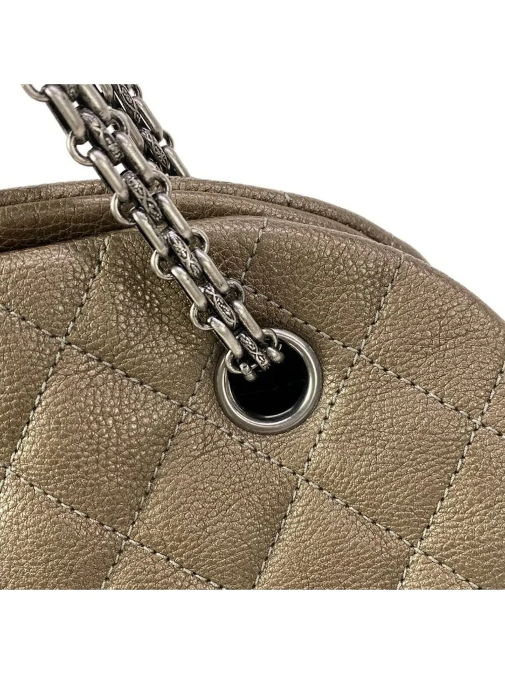 Chanel Shoulder Bag Mademoiselle Khaki Gold